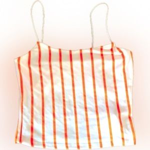 Gaze | Fluorescent orange and white striped tank top